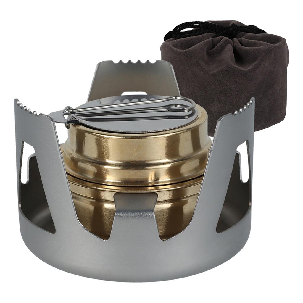 Portable Alcohol Stove Outdoor Picnic Stove Camping Cookware Brass Spirit Burner with Aluminium Stand Camping Survival Supplies