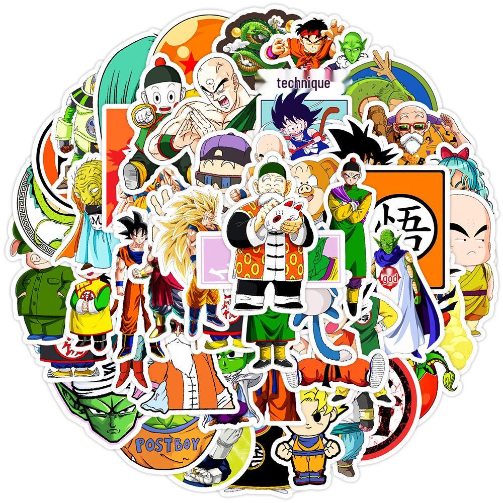 Dragon Ball & One Piece Waterproof Graffiti Stickers - 50/100 Pack for Phone, Fridge, Luggage, Notebook & Journal Decoration