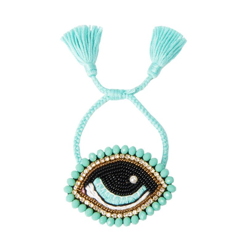 

Европейский и американский богемный стиль, ручная работа, браслет с кисточкой и глазом из рисовых бусин для женщин