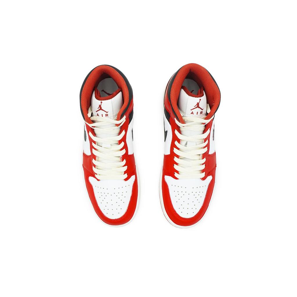 Jordan Air Jordan 1 Leather Mid top Vintage Basketball Shoes Men's Red White Black FJ3458-160(Team108-)
