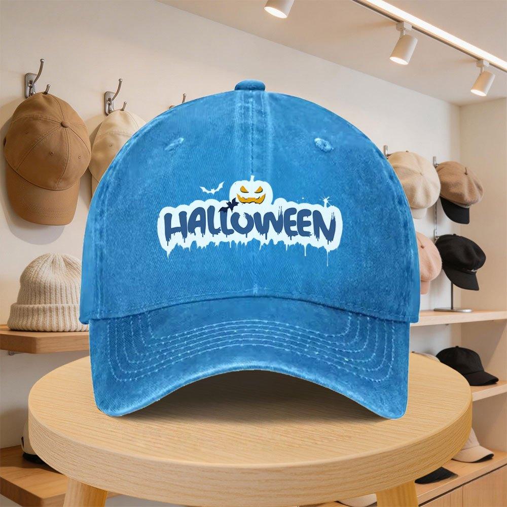 MenS Baseball Cap Halloween Pumpkin Bat Pattern Fashion Casual Hat Adjustable Spring And Autumn Travel Tourism Seaside Vacati