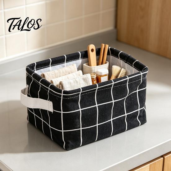 Cosmetic Storage Box Cotton And Linen Bin with Handles, Foldable Waterproof Desktop Space Saving Organizer Organizer, Basket for Makeup Book Baby Toys