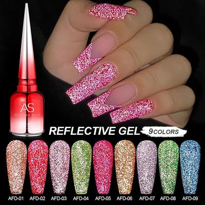 Explosive Fluorescent Broken Diamond Nail Polish Glue Colorful Reflective Bouncy Nail Polish Glue for Nail Salons Phototherapy Glue