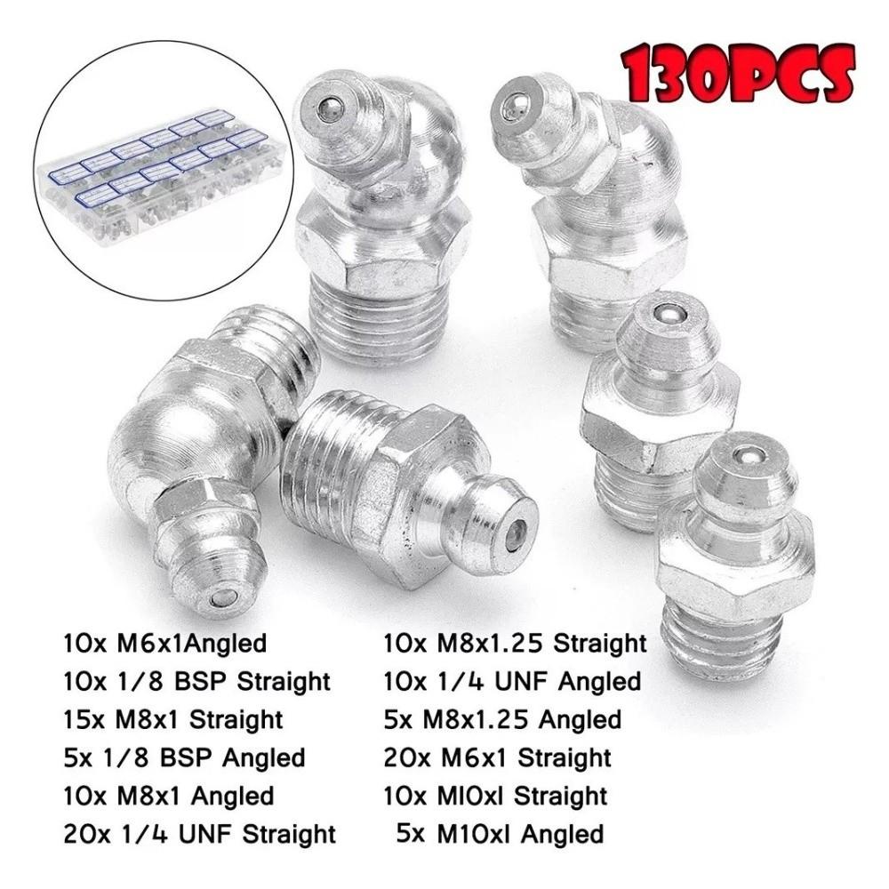 130 Stück SAE & Metrisch & NPT Hydraulik-Schmiernippel Sortiment Automobilgebrauch