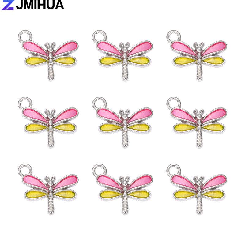 15PCS Enamel Colorful Dragonfly Charms Pendant Supplies For DIY Handmade Earrings Bracelets Jewelry Making Findings Accessories
