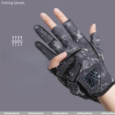 Fishing Gloves for Spring and Summer Men and Women Lascielli Thin Breathable Non Slip Outdoor Cycling Three Finger Fishing Gloves