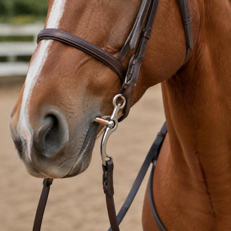 Stainless Steel Western Horse Bit with Metal Bridle Hardware for Horse Training, Daily Horse Use, and Routine Stable Work, Single Piece Bridle Bit