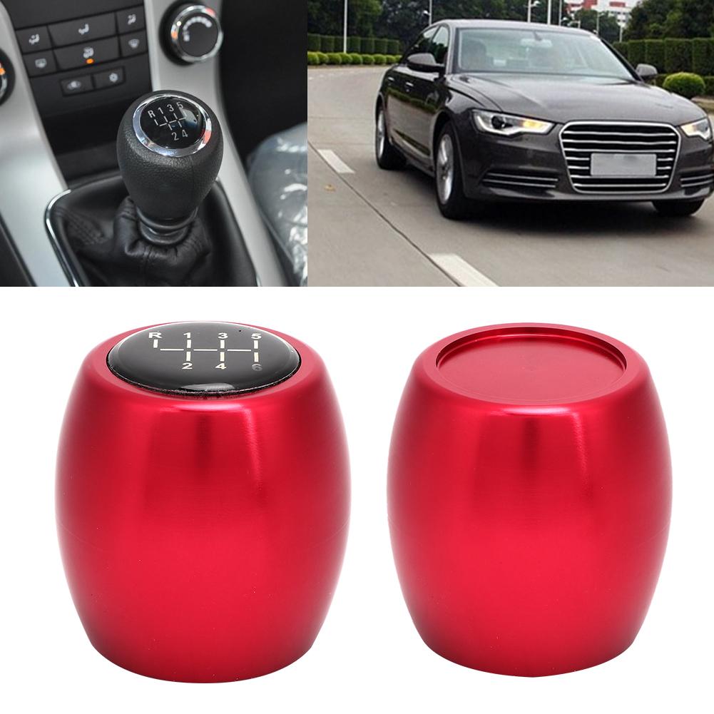 5 6 Speed Aluminum Alloy Red Gear Shift Knob Head Manual Transmission Lever Cover
