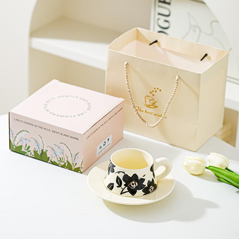 Creative Office Worker Afternoon Tea Coffee Cup Saucer Set Ceramic Cup High End Sense Housewarming Wedding Socks Gift Cup