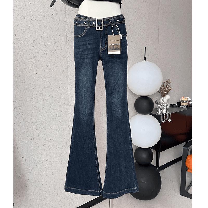 Women s 2024 Summer Low-rise Micro-flare Skinny Jeans - Elastic, Slimming, Versatile Bell Bottoms 2X Large