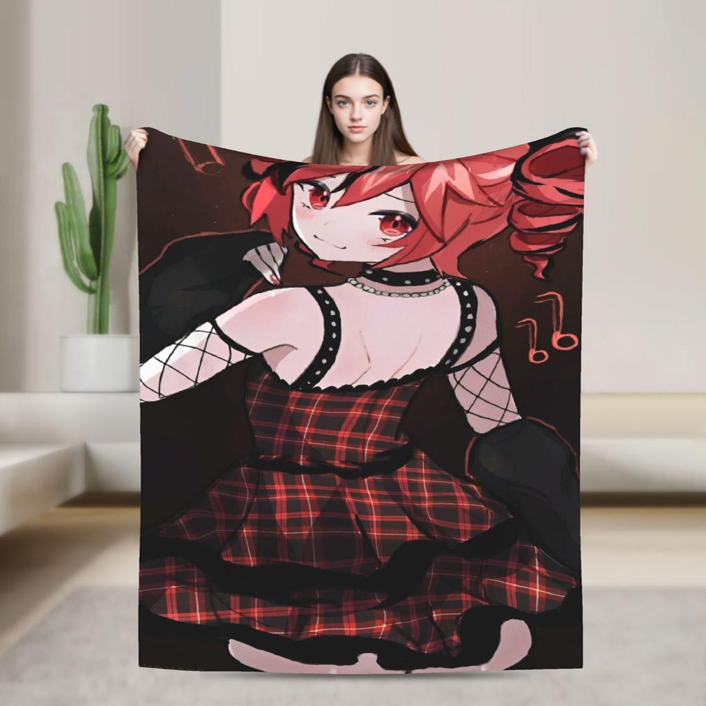 Kasane Teto Blanket Anime Vtuber Plush Novelty Soft Throw Blanket for Bedspread Textile Decor