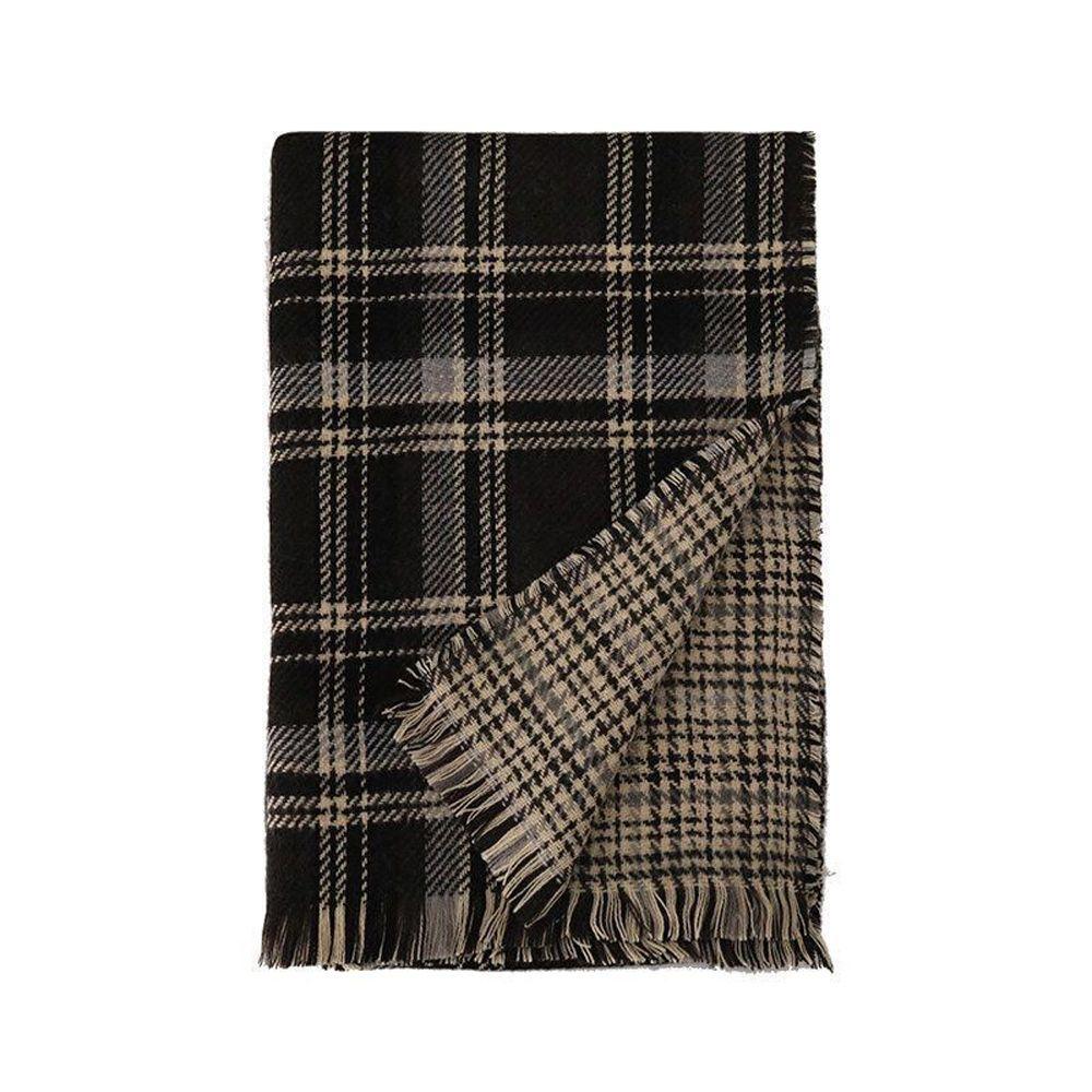 Winter Double-Sided Houndstooth Ins Style Plaid Wrap Neckerchief Christmas Muffler Women Scarf