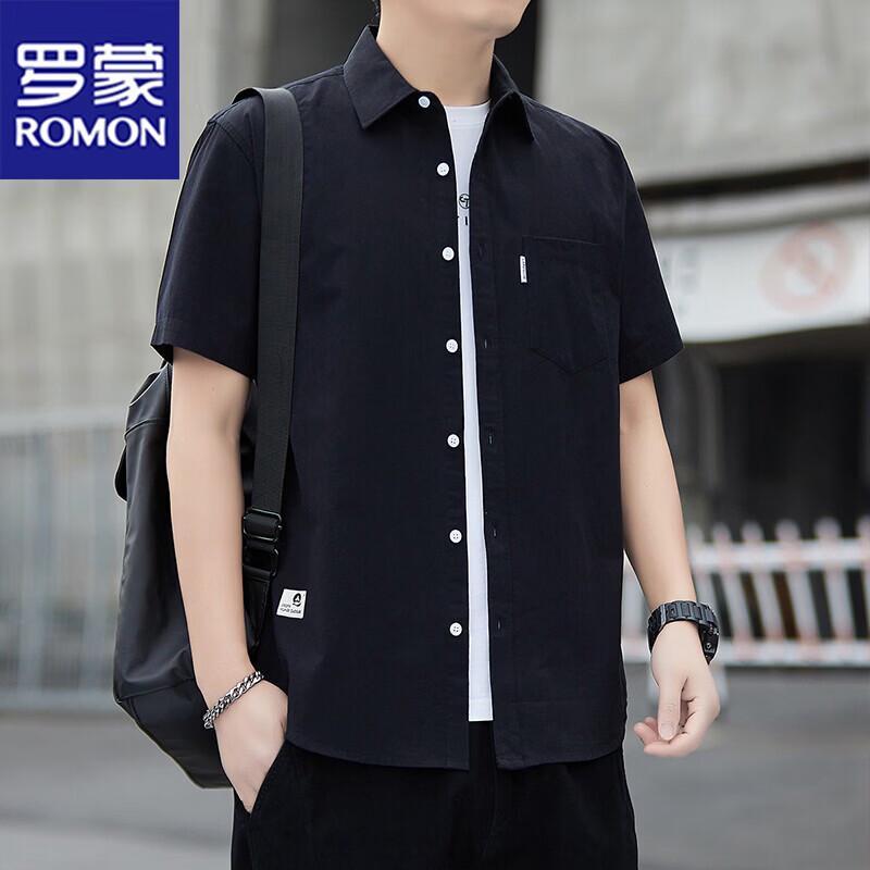Romon Men's Short-Sleeve Cotton Casual Shirt