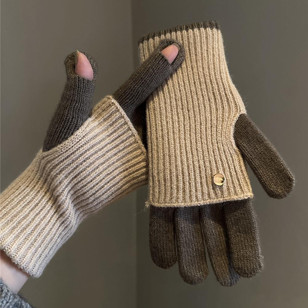 Woolen Gloves Warm Winter Gloves Simple Knitted Gloves Outdooor
