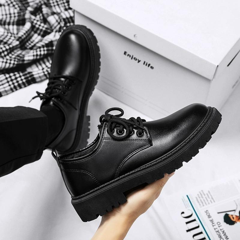 Men's Black Leather Business Casual Shoes - Spring & Autumn Korean Style, Versatile for Weddings or Everyday Wear