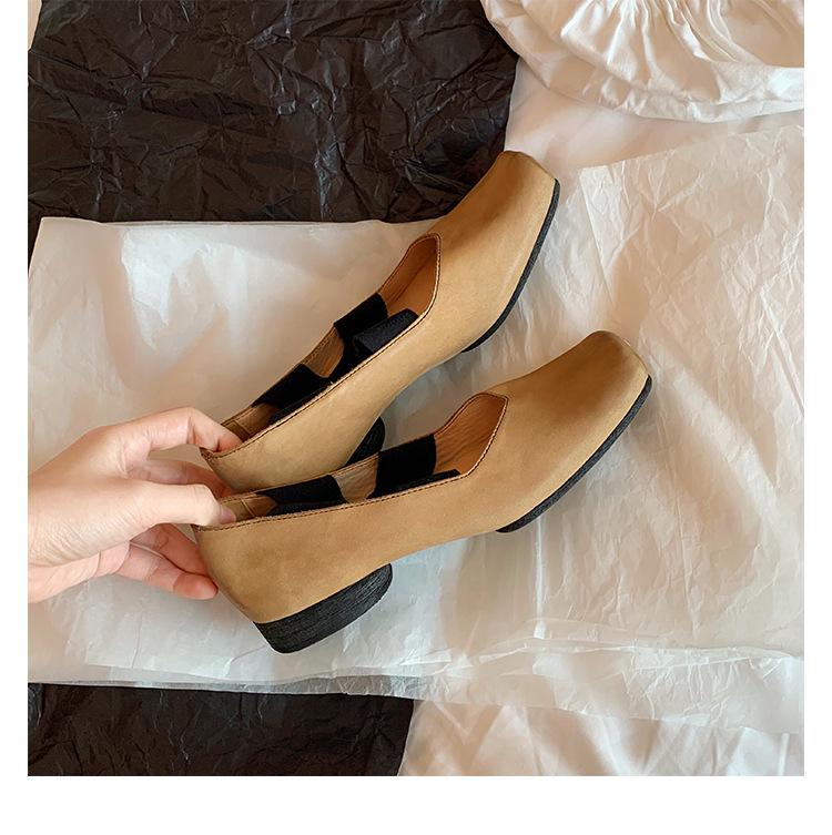 

Sheepskin version retro style cross leather square head ballet single shoes women s niche dark Mary Jane shoes small leather shoes 35