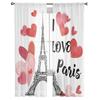 Red Love Eiffel Tower Tulle Curtains For Living Room Decoration Modern Chiffon Sheer Voile Kitchen Curtain