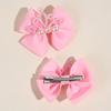 2 Stück Mädchen Haarspangen mit Schleife, Glänzende Krone & Kunstperlen Dekor Haarnadeln, Rosa Satinband Krokodilklemmen Haaraccessoires