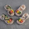 Johnature Retro Flower Peep Toe Platform Sandals Breathable Genuine Leather Versatile Women's Shoes