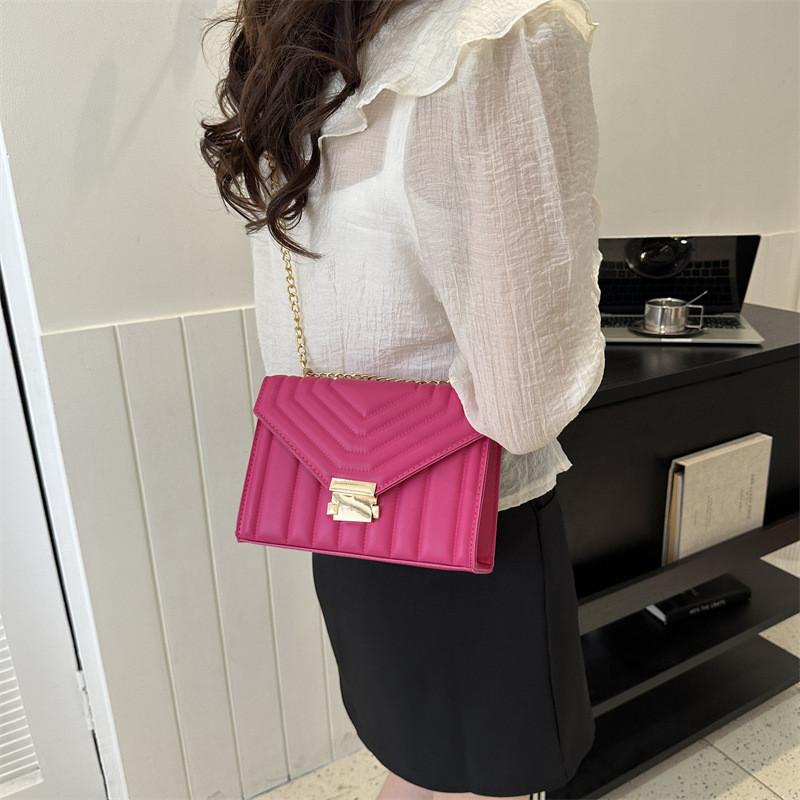 Trendy Rose Pink Chain Bag For Women Versatile Chic Casual Shoulder Handbag For Daily Use