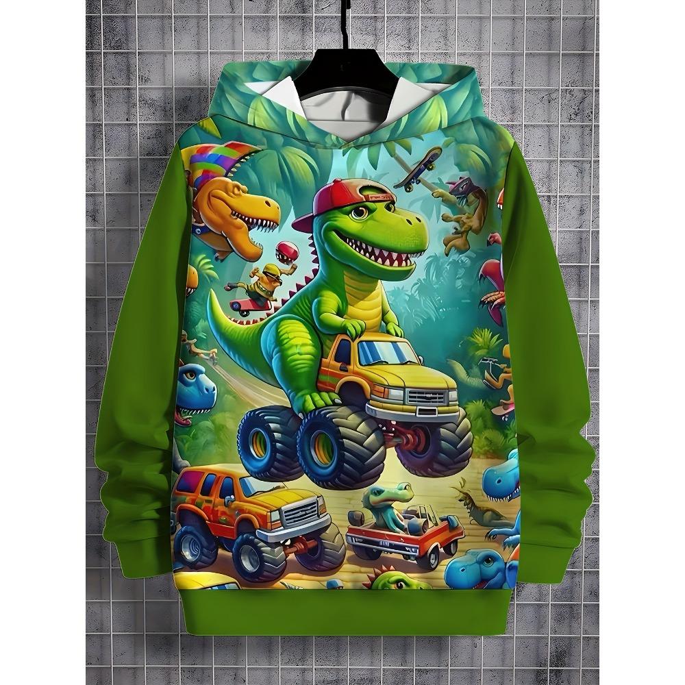 

2025 New Fashionable Children s Casual Hoodie, 3D Printed Dinosaur Print Pattern, Daily Wear, Soft Texture, Comfortable Touch 100