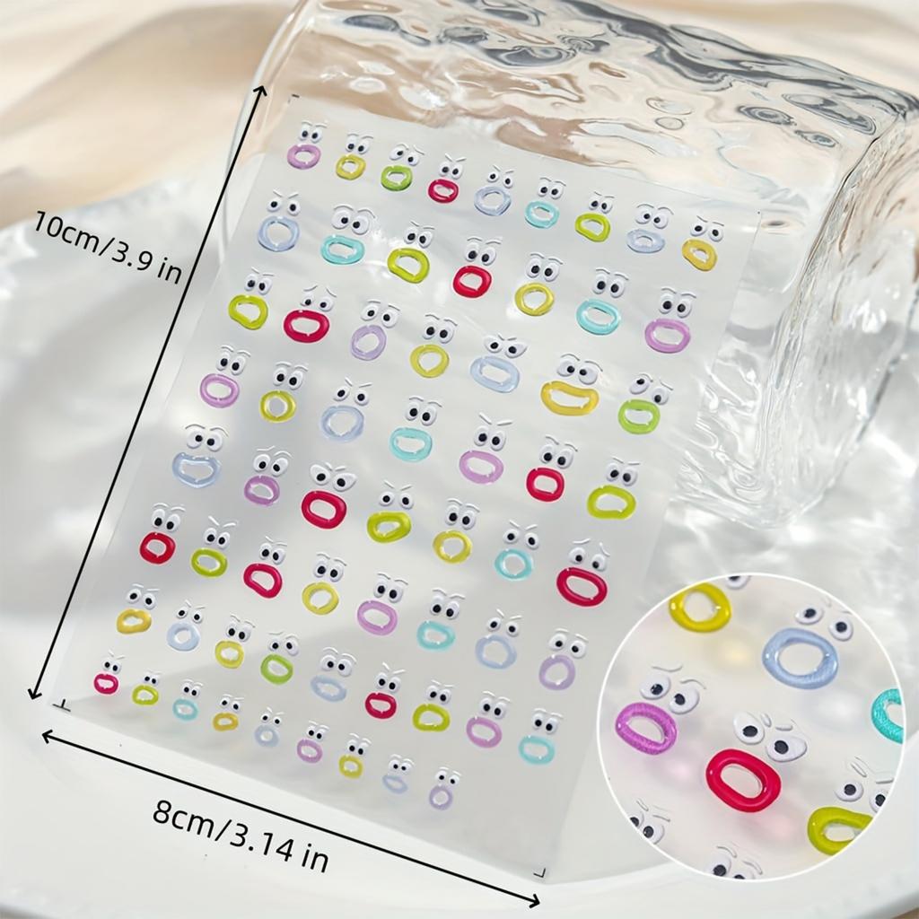 Cartoon Nail Art Stickers Big Mouth & Big Eyes Face Cartoon Stickers Suitable for Nails Art Decorations