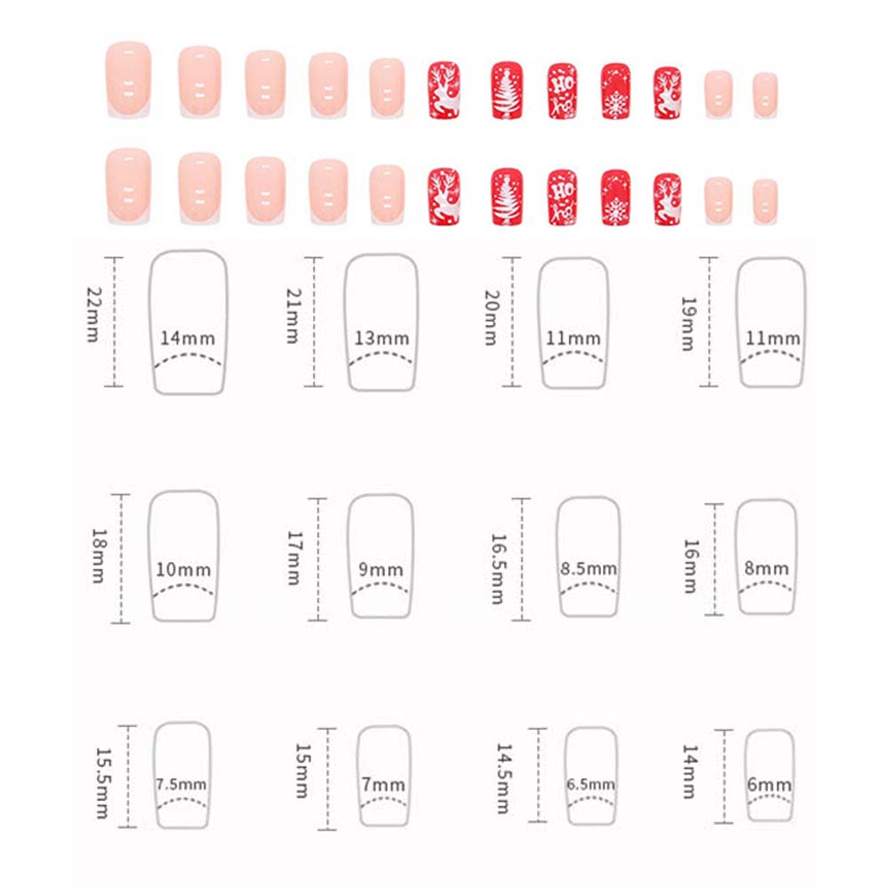 24Pcs/set DIY Nail Accessories Christmas Short False Nails Christmas Fake Nail Extension  Nail Salon