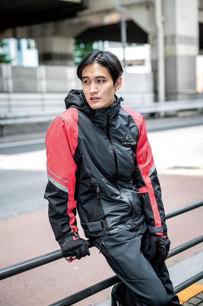 Motorcycle Jacket Ride Winter Jacket Gray Red L Size [Urbanism] UNJ-101