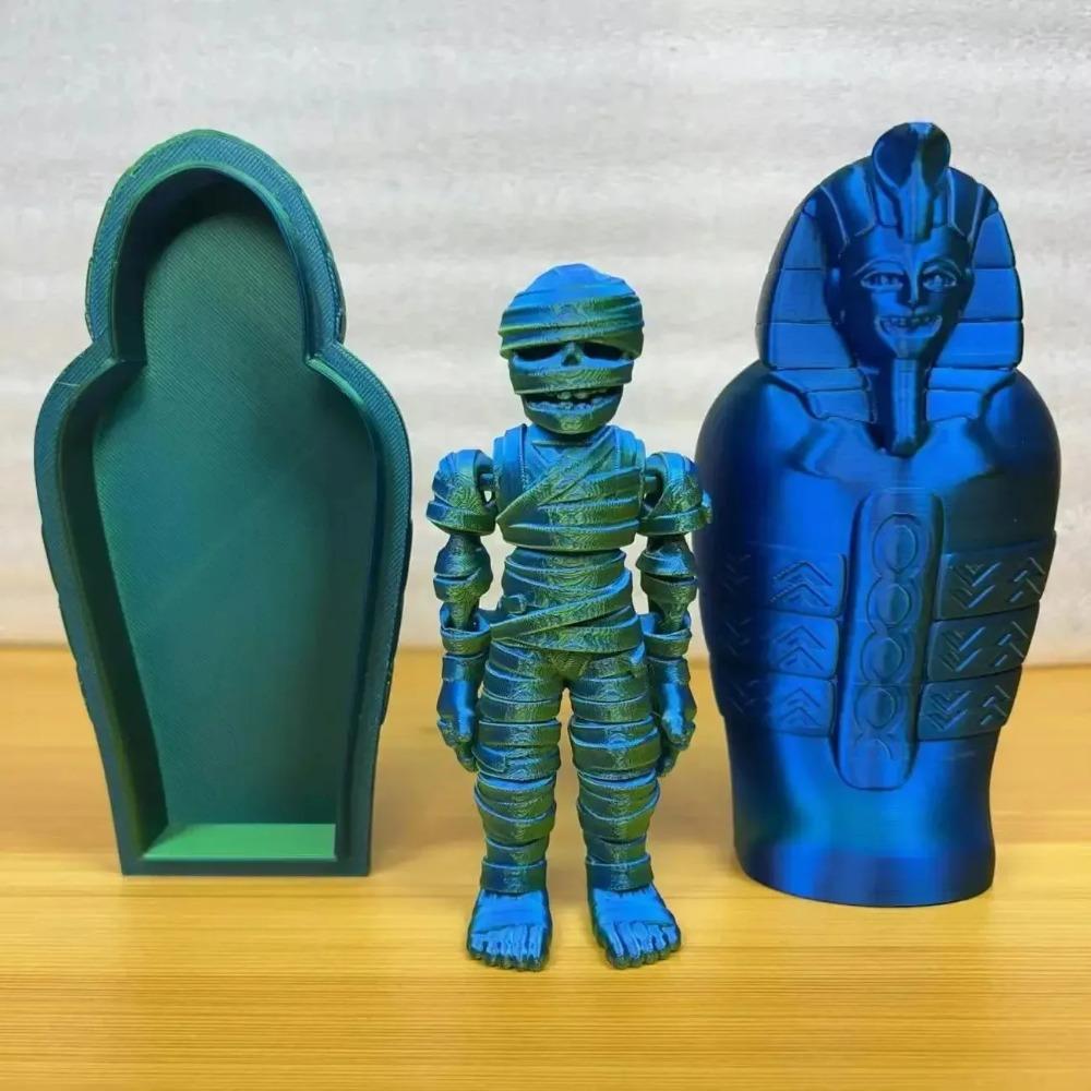 3D Printed Toy Model Mummy Decorative Gifts Egyptian Pharaoh Decorative Ornament Realistic Movable Mummy + Sphinx Set