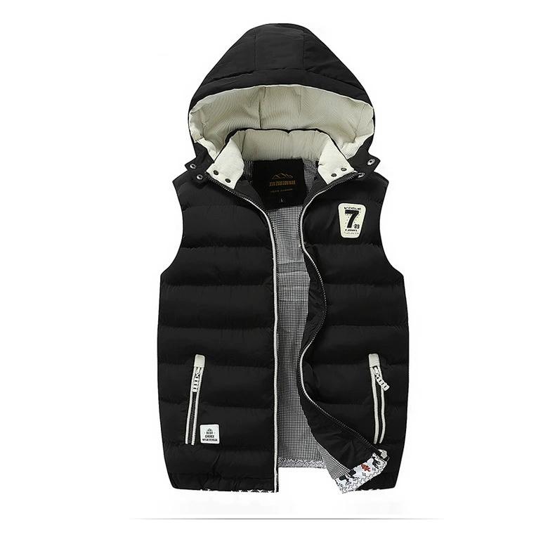 

Зимний пуховый жилет мужской повседневный жилет мужская безрукавка большого размера 5XL теплый мужской жилет пальто S чёрный