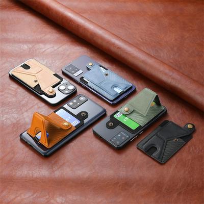 Multi-functional Bracket Card Magnetic Strap Mobile Phone Card Bag Card Cover Back with 3M Rubber PU Leather Card Cover