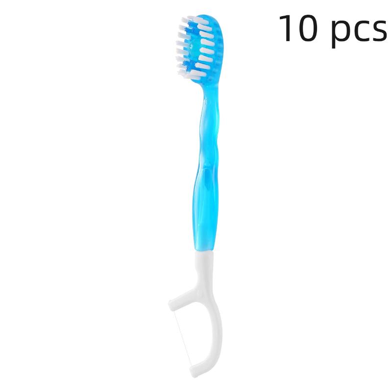 10Pcs 4 Flavors Explosive Bead Disposable Toothbrush Travel Toothbrush Set With Dental Floss Mini Toothbrush Separate Packaging