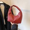 Women Classic Fashion Woven Embossed Hobo Soft PU Leather Small Top-handle Shoulder Bag Casual Daily Handbags bolsa feminina