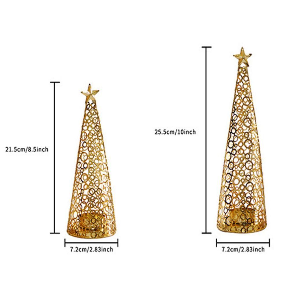 Gold Christmas Tree Candle Holder Hollow Scented Candle Stand Tealight Candle Holder New Year