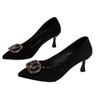 Fashion 2025 Classics Fashion Women's High Heels Pointed Toe Metal Decoration Shallow Thin Heel Pumps Versatile Dress & Career Zapatos
