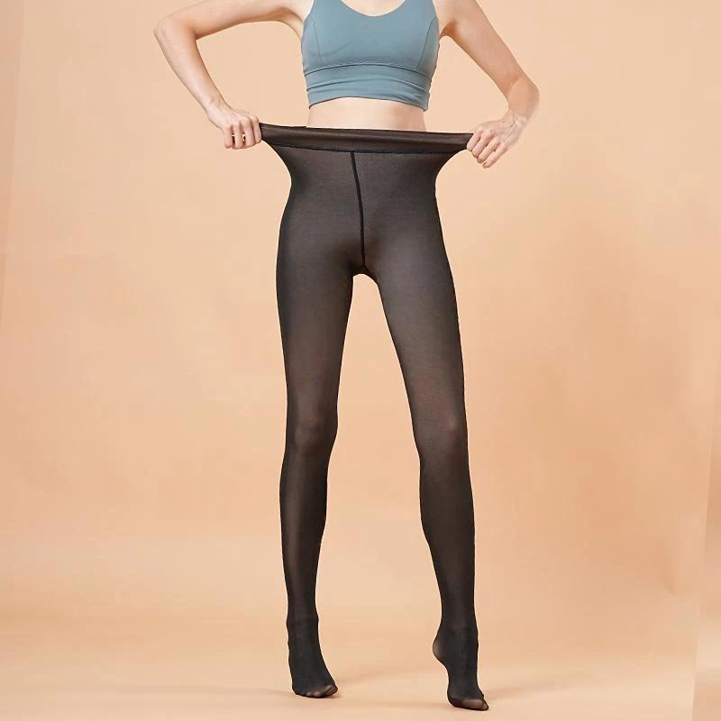 Elastic Velvet High Waist Pantyhose Thicken Female Pantyhose Winter Warm Fleece Tights Sexy Thermal Translucent Slim Stockings