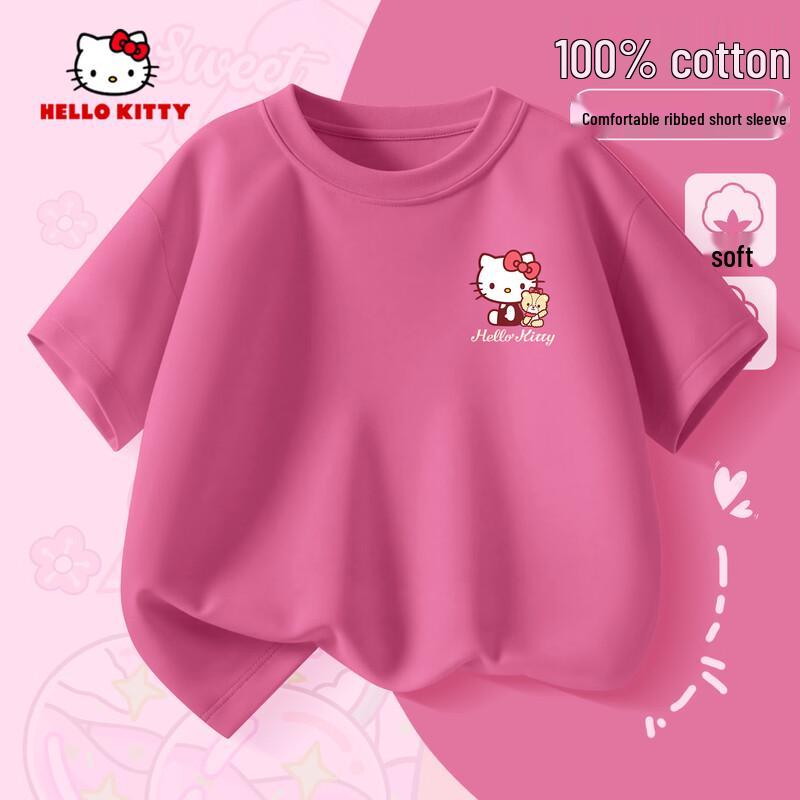 

Хлопковая футболка с коротким рукавом для девочек Hello Kitty 140
