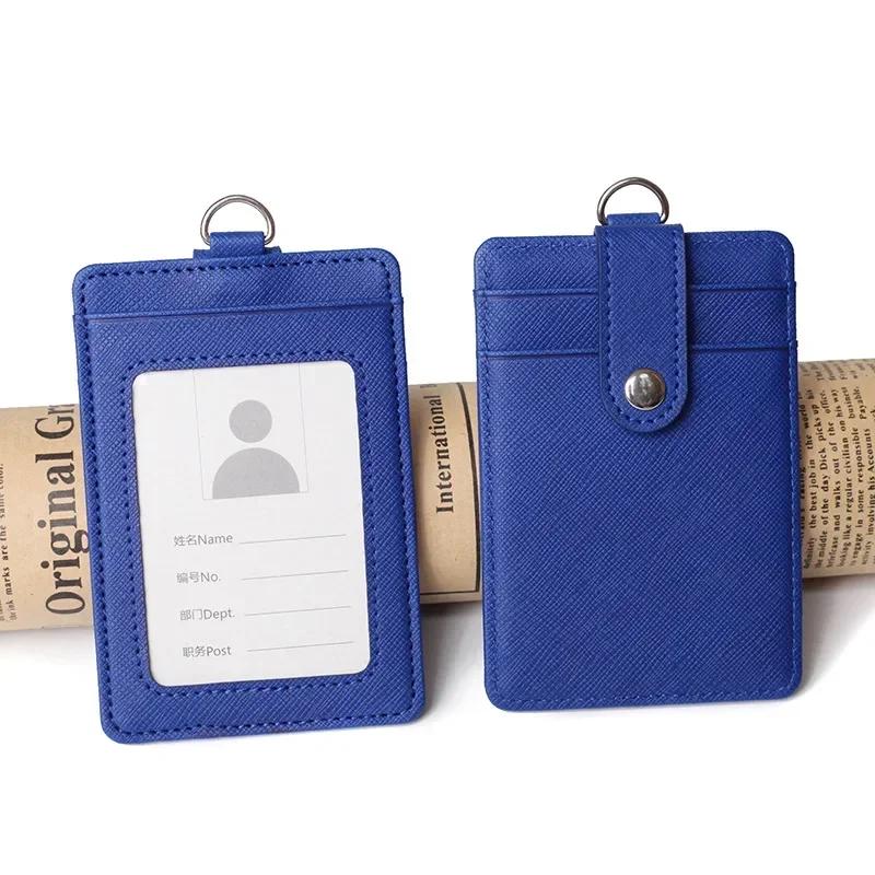 Multi-functional Card Holder with Lanyard for Men and Women Credit Cards Bank Cards Student Cards Leather Wallet ID Badge Case