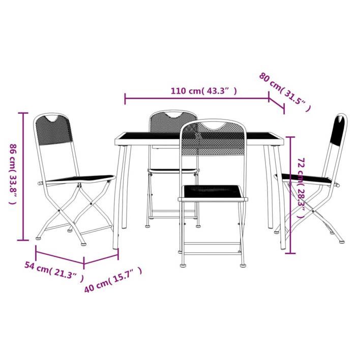 VidaXL Garden Dining Set 5 Pcs Anthracite Metal Mesh 3211812