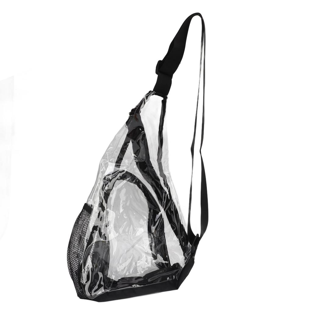 Clear Sling Bag PVC Transparent Chest Bag Comfortable Travel Cross Shoulder Backpack Black