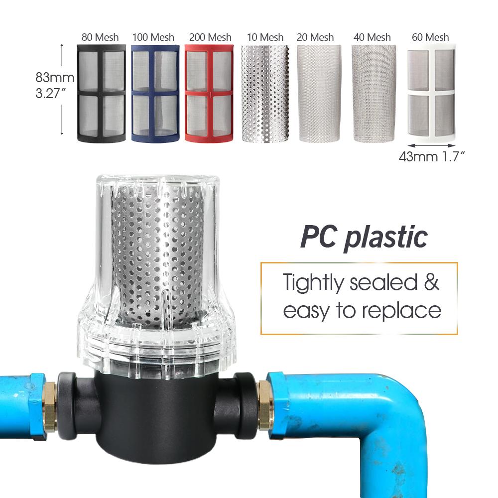 1/2'' 3/4'' 1'' Filtre pour Tuyau d'Arrosage de Jardin Raccord en Laiton Tube d'Irrigation Agricole Préfiltre Impuretés Tamis 10-200 Mesh