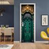Kupfergrün mit goldenem Türsticker Tapete PVC Landschaft Heimdekor Möbel Vinylfolie Wasserdichter Wandsticker Schlafzimmertür Dekorfolie