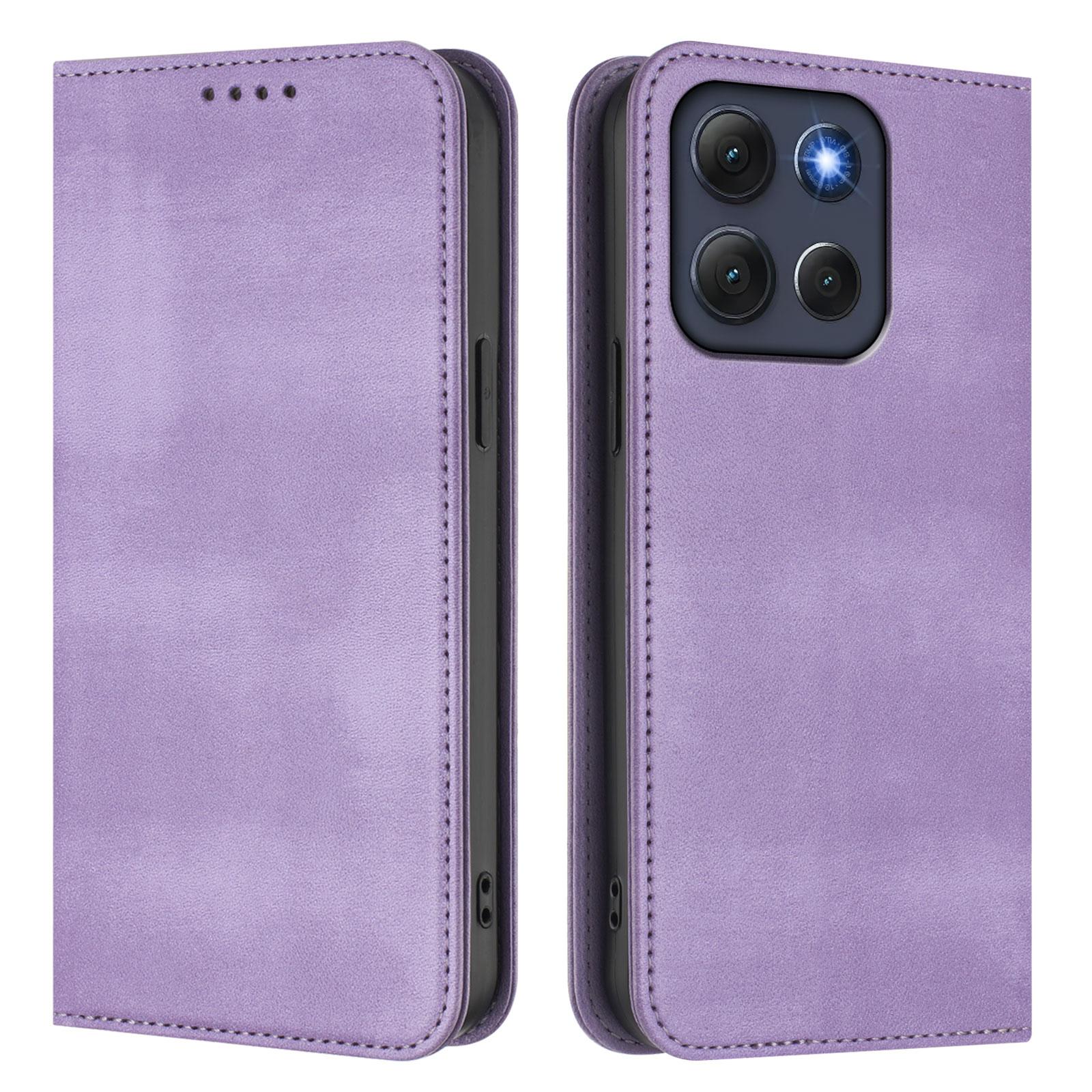 

For Motorola Moto G86 5G Wallet Cases Retro Texture RFID Blocking Leather Phone Cover Light Purple