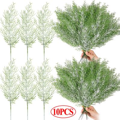 Artificial Pine Branches Fake Cedar Twigs Stems Pine Leaves Christmas Tree Wreath DIY Crafts Xmas Wedding Home Party Decoration