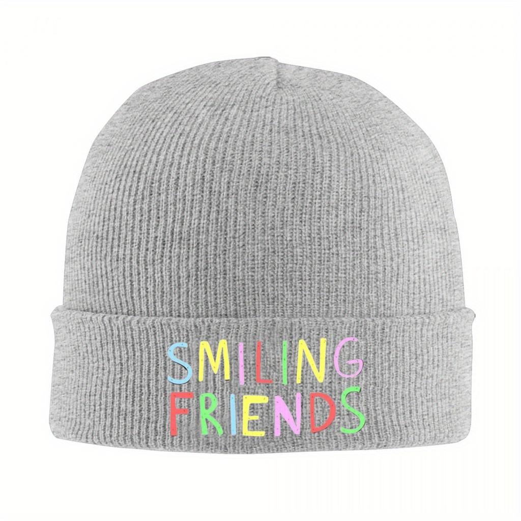 Smiling Friends Logo Knit Hat Beanie Winter Hat Warm Hip Hop Caps Unisex Women