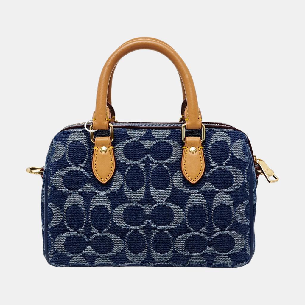 [Pre-Owned] Rowan 18 Brand Print Detachable Shoulder Strap Fabric Boston Bag - Excellent #1P1W10L