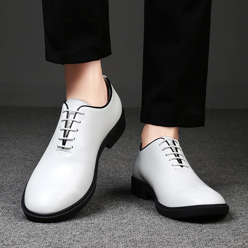 Fashion Men's Business Genuine Leather Shoes Classic and Minimalist Gentleman Style Party Office Couple Outdoor Shoes White Plus Size-49