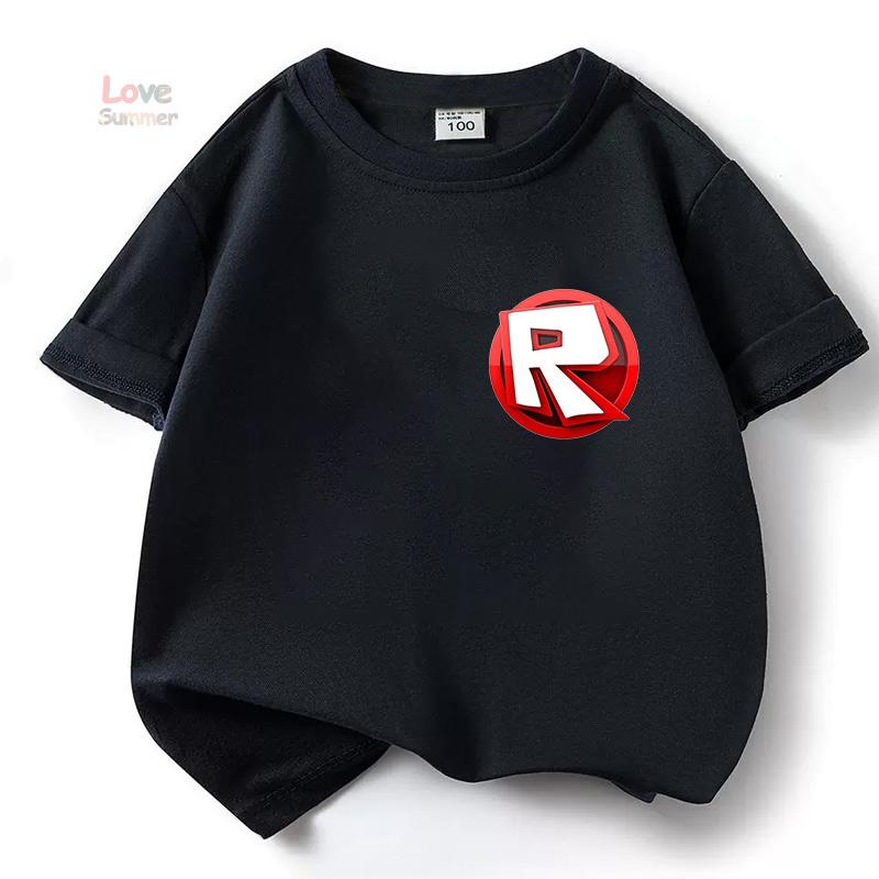 Игровая футболка для мальчика Детская футболка Спортивная футболка Roblox Детская Мультяшная унисекс Короткий рукав Повседневная Уличная Одежда Харадзюку 100