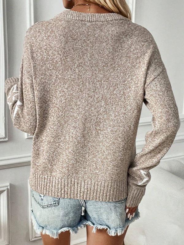 Women's Autumn Star Pattern Long Sleeve Round Neck Pullover Sweater