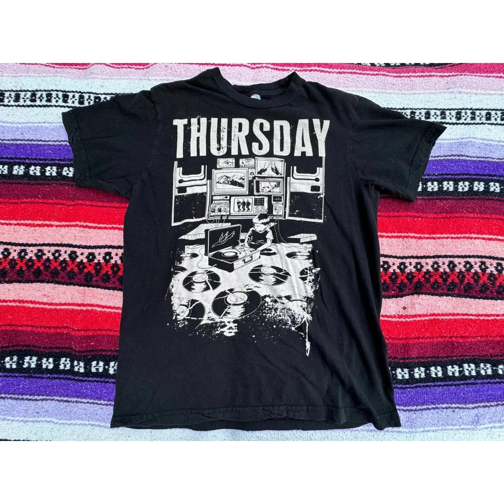 Thursday Post Hardcore T Shirt Turntable 2009 Size Medium Vintage Top For Everyday Wear Unisex Designer Clothes Graphic